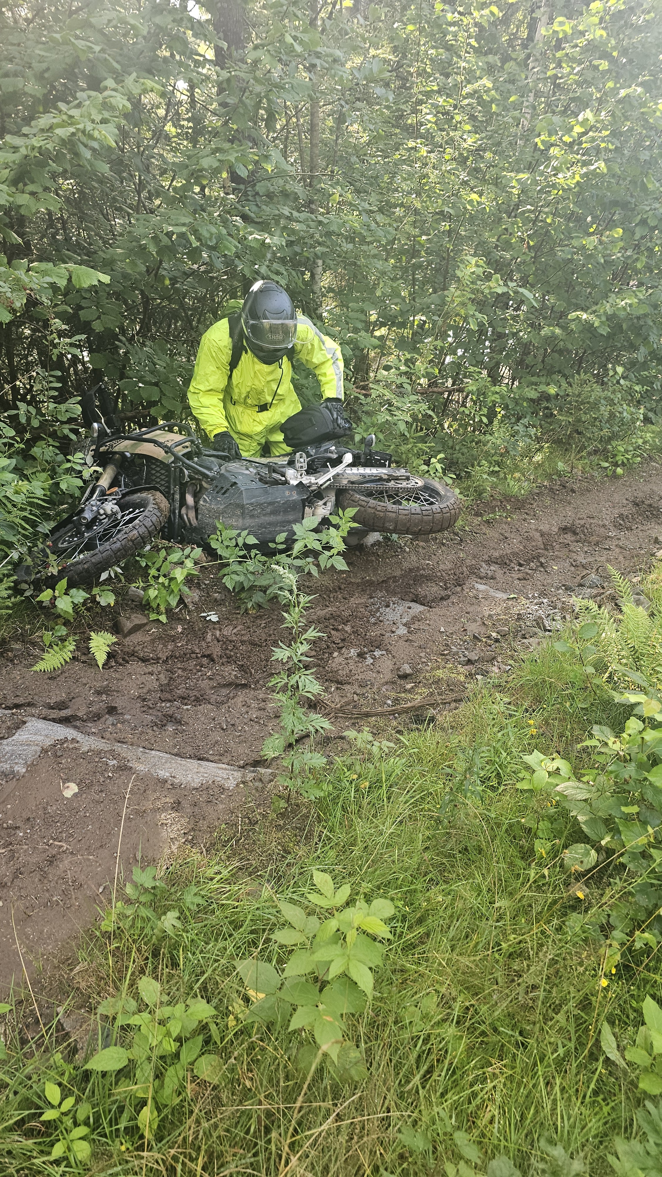 Trying to lift the bike